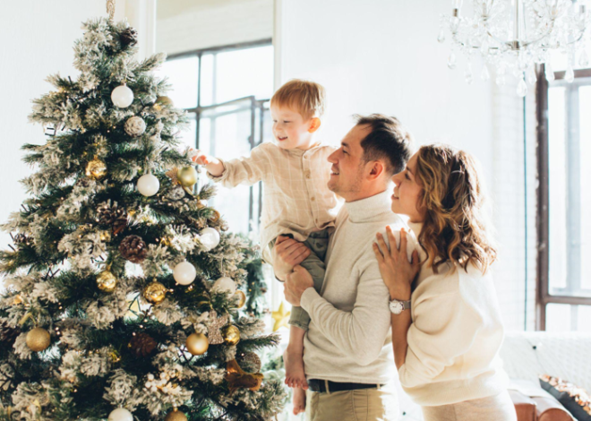 Flocked Artificial Christmas Trees and Garlands